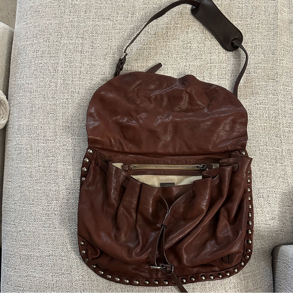 Miu Miu Brown Leather Studded Shoulder Bag | Vintage Y2K Boho Designer - Picture 2 of 3